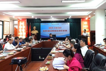 Hội thảo "Đổi mới, nâng cao hiệu quả của liên kết xuất bản" ngày 26/9 tại Hà Nội. Ảnh: Vietnam+