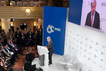 Tổng Thư ký Liên hợp quốc António Guterres phát biểu tại Hội nghị An ninh Munich. (Nguồn: UN)