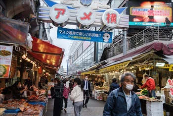 Người dân mua sắm tại một chợ ở Tokyo, Nhật Bản. (Ảnh: AFP/TTXVN)