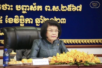 Chủ tịch Quốc hội Vương quốc Campuchia Samdech Khuon Sudary. (Ảnh: Đại biểu Nhân dân)