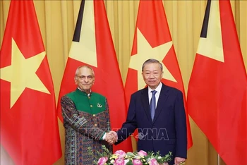 Chủ tịch nước Tô Lâm và Tổng thống Timor-Leste Jose Ramos-Horta, ngày 1/8/2024. (Ảnh: Lâm Khánh/TTXVN)