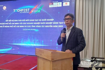 Giám đốc Sở Khoa học và Công nghệ Thành phố Hồ Chí Minh Nguyễn Việt Dũng phát biểu tại Hội nghị.