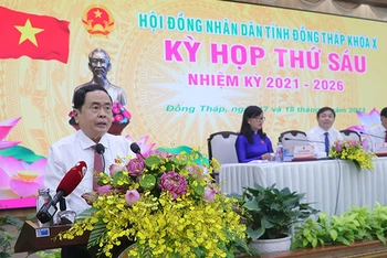 Đồng chí Trần Thanh Mẫn phát biểu tại kỳ họp.