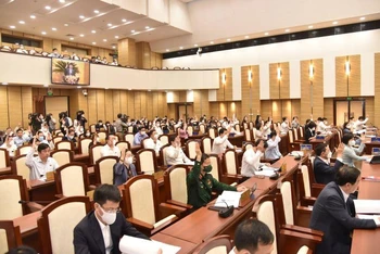 Một phiên họp của Hội đồng nhân dân thành phố Hà Nội.