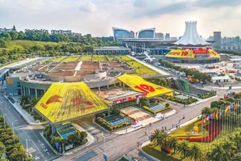 Trung tâm triển lãm quốc tế Nam Ninh, Quảng Tây, nơi diễn ra Hội chợ ASEAN-Trung Quốc lần thứ 19. (Ảnh: Nhân dân nhật báo) 