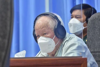 Bị cáo Khieu Samphan tại phiên tòa phúc thẩm.