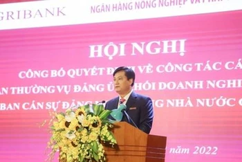Ông Phạm Toàn Vượng - thành viên Hội đồng thành viên, Tổng Giám đốc Agribank phát biểu nhận nhiệm vụ. (Ảnh: Vietnam+)