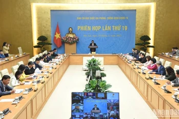 Quang cảnh Phiên họp lần thứ 19 Ban Chỉ đạo quốc gia phòng, chống dịch Covid-19 tại điểm cầu Văn phòng Chính phủ.