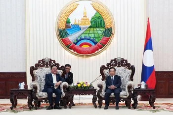 Bộ trưởng Lê Minh Hoan tiếp kiến Thủ tướng Chính phủ Lào Phankham Viphavanh. (Ảnh: Hải Tiến)