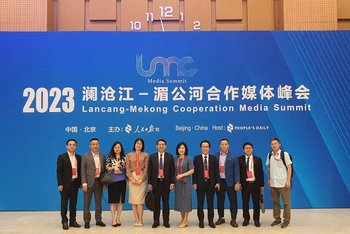 Đoàn nhà báo Việt Nam tham dự Hội nghị cấp cao Truyền thông Hợp tác Mekong-Lan Thương 2023. 