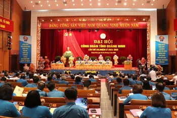 Quang cảnh Đại hội Công đoàn tỉnh Quảng Ninh lần thứ 14, nhiệm kỳ 2023-2028.