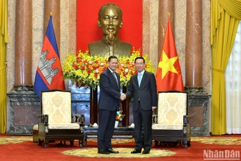Chủ tịch nước Võ Văn Thưởng tiếp Thủ tướng Hun Manet. (Ảnh: ĐĂNG KHOA)