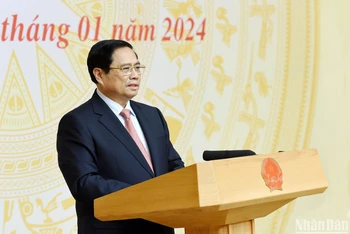 Thủ tướng Phạm Minh Chính phát biểu tại buổi làm việc với cán bộ chủ chốt Học viện Chính trị quốc gia Hồ Chí Minh.