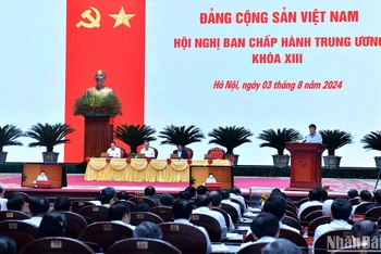 Phiên bế mạc Hội nghị Ban Chấp hành Trung ương khóa XIII. (Ảnh: ĐĂNG KHOA)