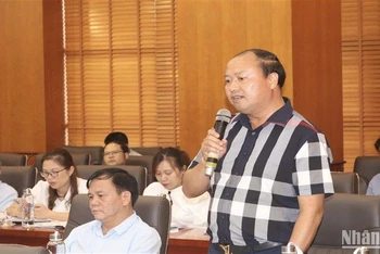 Đại diện Hiệp hội doanh nghiệp tỉnh Cao Bằng phát biểu ý kiến tại hội nghị.