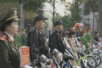 Cán bộ, chiến sĩ Công an tỉnh Cao Bằng tại Lễ phát động. (Ảnh: Công an tỉnh Cao Bằng)