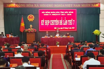 Quang cảnh kỳ họp chuyên đề lần thứ 7, khóa IV, nhiệm kỳ 2021-2026, Hội đồng nhân dân tỉnh Đắk Nông.