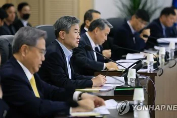 Cố vấn An ninh quốc gia Hàn Quốc Cho Tae-yong phát biểu trong cuộc họp khẩn của NSC tại Seoul, ngày 29/5/2023. (Ảnh: Yonhap)
