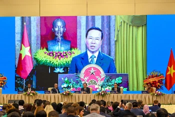 Chủ tịch nước Võ Văn Thưởng gửi thông điệp tới Hội nghị Nghị sĩ trẻ toàn cầu lần thứ 9. (Ảnh: DUY LINH)
