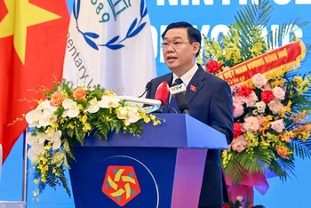 Chủ tịch Quốc hội Vương Đình Huệ phát biểu khai mạc Hội nghị Nghị sĩ trẻ toàn cầu lần thứ 9. (Ảnh: DUY LINH)