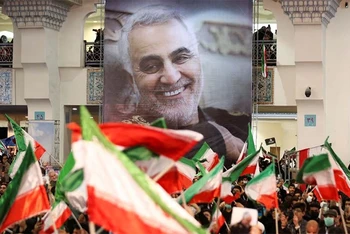 Lễ tưởng niệm chỉ huy cấp cao của Lực lượng Vệ binh Cách mạng Hồi giáo Iran (IRGC) Qassem Soleimani ngày 3/1/2022. Ảnh: WANA