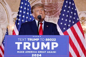 Cựu Tổng thống Mỹ Donald Trump phát biểu trong một sự kiện tại Palm Beach, bang Florida, ngày 15/11/2022. (Ảnh: Reuters)