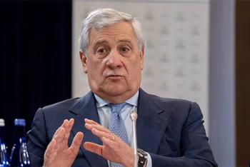 Bộ trưởng Ngoại giao Italia Antonio Tajani trong cuộc họp của các bộ trưởng ngoại giao các nước G7 tại Washington, Mỹ, ngày 11/7/2024. (Ảnh: Reuters)