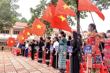Học sinh Trường THPT dân tộc nội trú Nơ Trang Lơng, tỉnh Ðắk Lắk trong năm học 2022-2023.