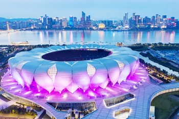 Sân vận động trung tâm Olympic Hàng Châu (Trung Quốc), nơi sẽ diễn ra Lễ khai mạc ASIAD 19.