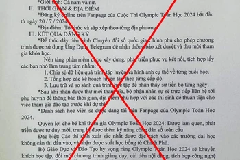 Văn bản trên mạng xã hội giả mạo Bộ Giáo dục và Đào tạo mời tham gia Olympic Toán học.