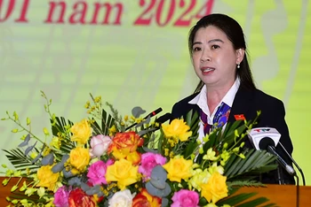 Đồng chí Lê Thị Kim Dung, Phó Bí thư Thường trực Tỉnh ủy, Chủ tịch Hội đồng nhân dân tỉnh Tuyên Quang kết luận hội nghị.
