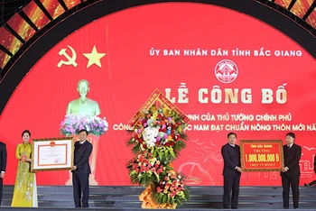 Huyện Lục Nam (Bắc Giang) đón nhận quyết định công nhận đạt chuẩn nông thôn mới.