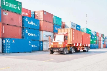 Vận chuyển hàng hóa xuất, nhập khẩu tại cảng Cát Lái, thành phố Thủ Đức, Thành phố Hồ Chí Minh. (Ảnh: nhandan.vn)