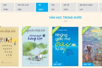 Một số tác phẩm văn học trong nước trên website của Nhà xuất bản Trẻ. (Ảnh: nxbtre.com.vn)