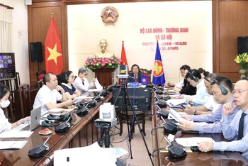 Đoàn Việt Nam dự AMMSWD-11 theo hình thức trực tuyến. (Ảnh: Molisa)