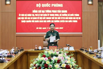 Đại tướng Phan Văn Giang phát biểu chỉ đạo tại buổi làm việc. (Ảnh: Mod)