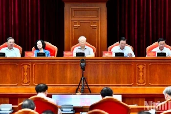 Tổng Bí thư Nguyễn Phú Trọng chủ trì Hội nghị sơ kết 1 năm hoạt động của Ban Chỉ đạo phòng, chống tham nhũng, tiêu cực cấp tỉnh. (Ảnh: Đăng Khoa)