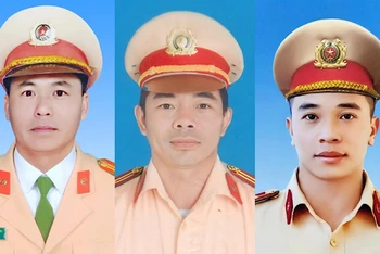Ba cán bộ, chiến sĩ từ trái qua: Trung tá Nguyễn Khắc Thường, Thiếu tá Lê Quang Thành và Đại úy Lê Ánh Sáng.
