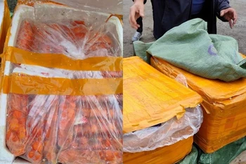 1 tấn nội tạng động vật bốc mùi được Công an quận Hoàng Mai, thành phố Hà Nội phát hiện, thu giữ.