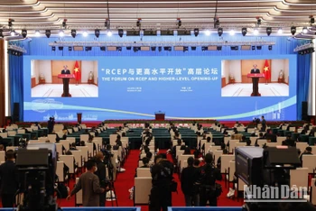 Phó Thủ tướng Chính phủ Lê Văn Thành phát biểu theo hình thức ghi hình tại Diễn đàn. (Ảnh: Bộ Ngoại giao)