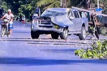 Hiện trường vụ đánh bom nhằm vào cảnh sát ở Pattani, Thái Lan. (Ảnh: Bangkok Post)