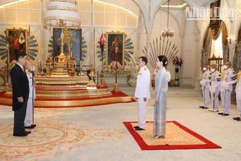 Nhà Vua Thái Lan Maha Vajiralongkorn Phra Vajiraklaochaoyuhua tiếp Đại sứ Phạm Việt Hùng. (Ảnh: Đại sứ quán Việt Nam tại Thái Lan cung cấp)