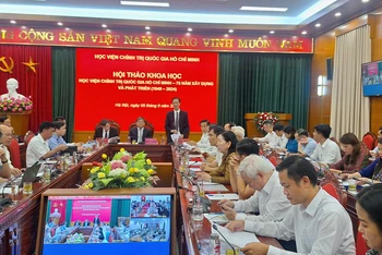 Quang cảnh hội thảo “Học viện Chính trị quốc gia Hồ Chí Minh - 75 năm xây dựng và phát triển”.