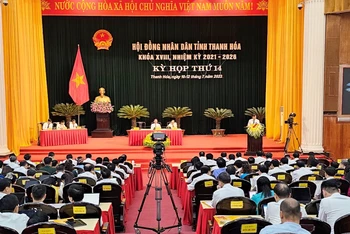 Quang cảnh kỳ họp lần thứ 14, Hội đồng nhân dân tỉnh Thanh Hóa.
