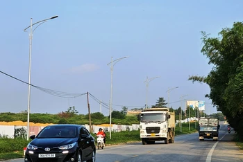 Một đoạn đường ở thị trấn huyện lỵ Ngọc Lặc.