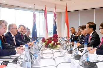 Hội nghị các nhà lãnh đạo Australia-Indonesia tại Sydney. (Ảnh KOMPAS.ID)