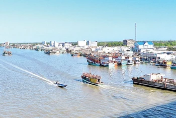 Một góc thị trấn Sông Đốc, huyện Trần Văn Thời, tỉnh Cà Mau.