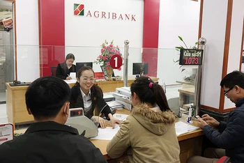Khách hàng giao dịch tại Agribank chi nhánh Tiên Lãng (Hải Phòng).