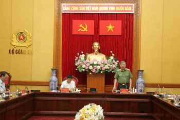 Đại tướng Tô Lâm phát biểu tại cuộc họp. (Ảnh: Cổng thông tin Chính phủ)