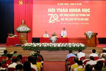 Hội thảo khoa học "70 năm Hội nghị quân sự Trung Giã - Giá trị lịch sử và bài học" tổ chức sáng 30/7 tại huyện Sóc Sơn, Hà Nội. 